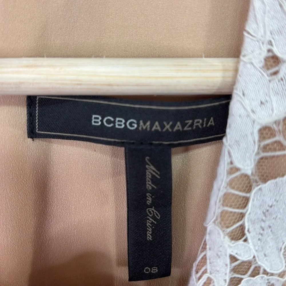 🥒 BCBGMaxazria creamy white lace halter style full skirt dress - Picture 3 of 4